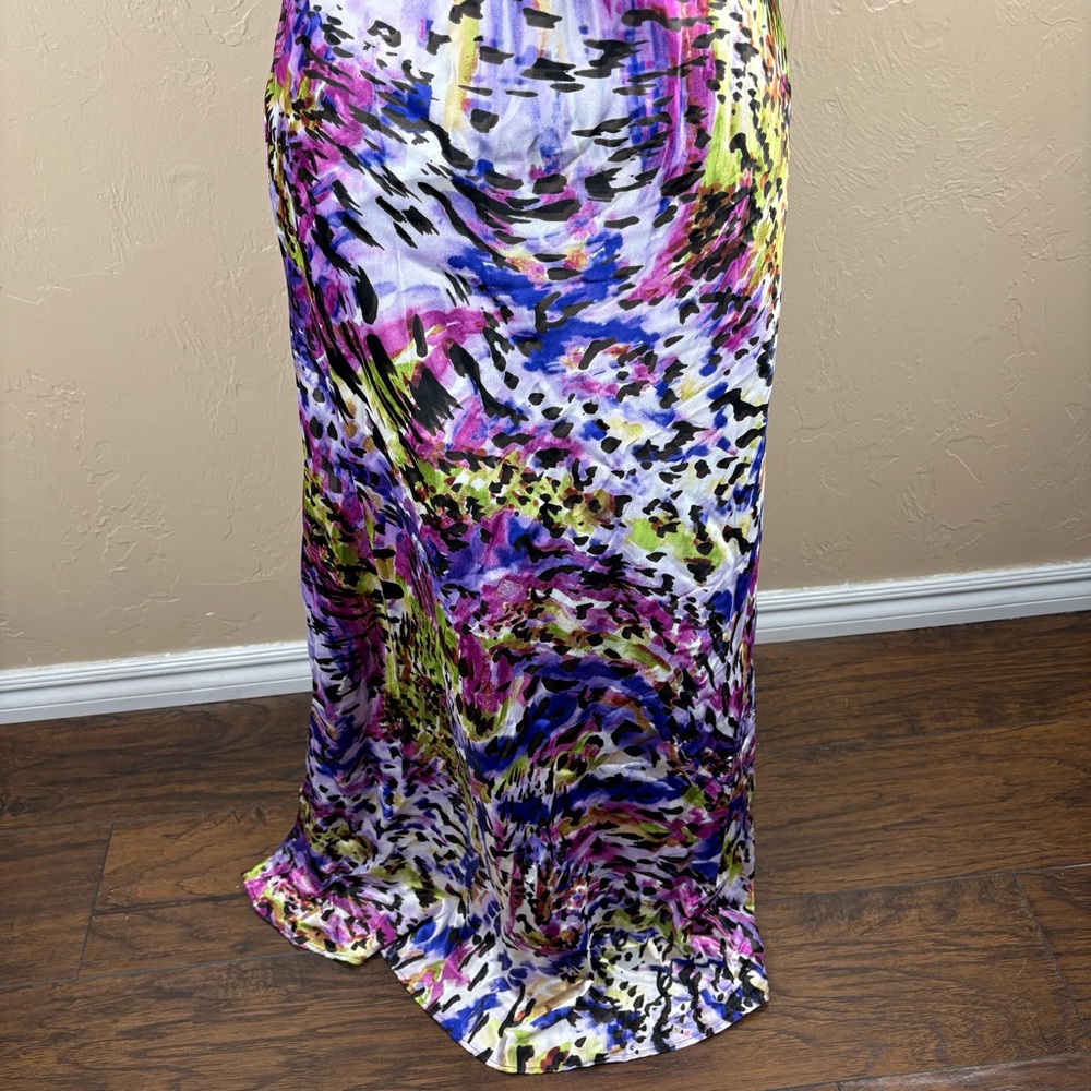 Masquerade Colorful Animal Print Halter Prom Dress Crystal Embellishment Long 6 - Picture 4 of 10